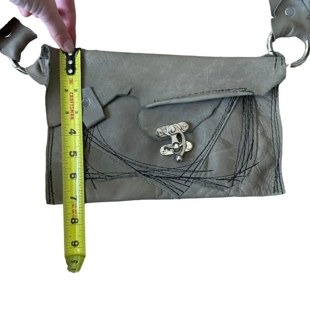 Boutique Mini Leather Crossbody Bag Brown Gray - Picture 10 of 11